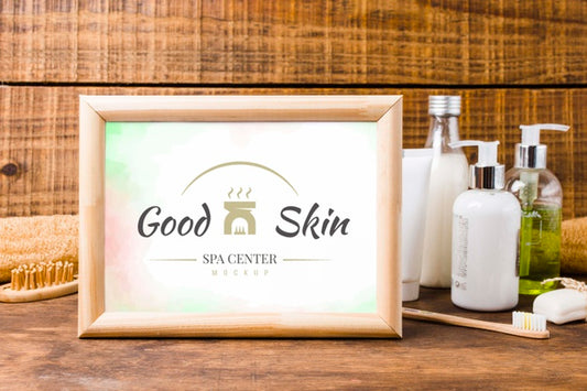 Free Spa And Wellness Composition With Frame Mock-Up Psd