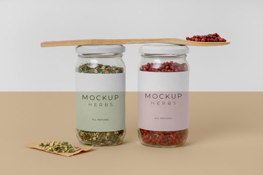 Free Spices With Label Mock-Up Assortment Psd