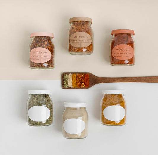 Free Spices With Label Mock-Up Assortment Psd
