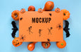 Free Spooky Arrangement With Bats And Pumpkins Psd