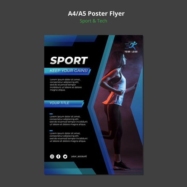 Free Sport & Tech Concept Poster Mock-Up Psd