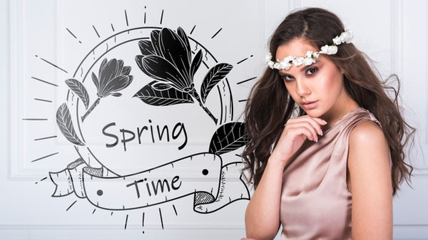 Free Spring Mockup With Stylish Woman Psd