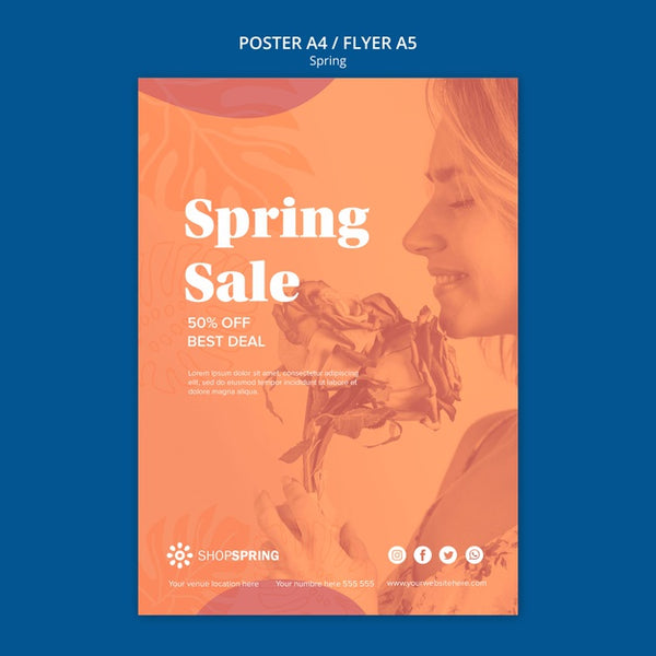 Free Spring Sale Discount Poster Psd