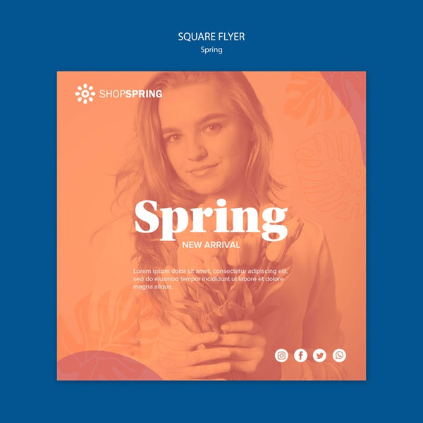 Free Spring Shopping Square Flyer Psd