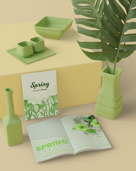 Free Spring Time With 3D Decorations Mock-Up Psd