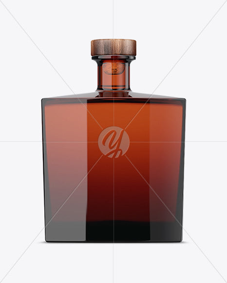 Free Square Amber Glass Bottle Mockup