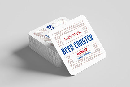 Free Square Beer Coaster Mockup