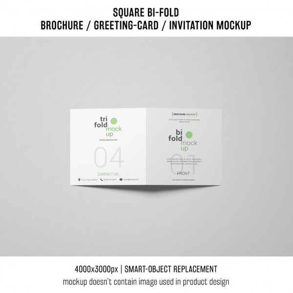 Free Square Bi-Fold Brochure Or Greeting Card Mockup On Gray Background Psd
