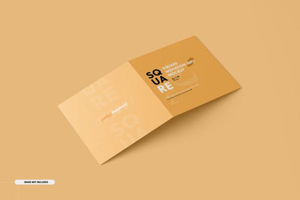 Free Square Bifold Invitation Card Mockup Psd