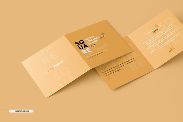 Free Square Bifold Invitation Card Mockup Psd