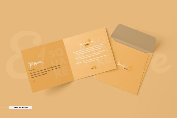 Free Square Bifold Invitation Card Mockup Psd