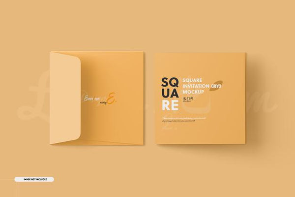 Free Square Bifold Invitation Card Mockup Psd