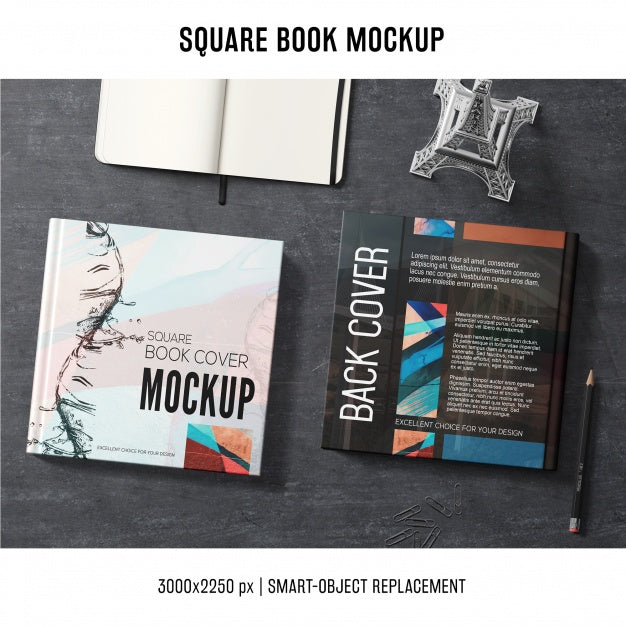 Free Square Book Mockup Psd