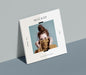 Free Square Book With Woman Editorial Magazine Mock-Up Leaning On The Wall Psd