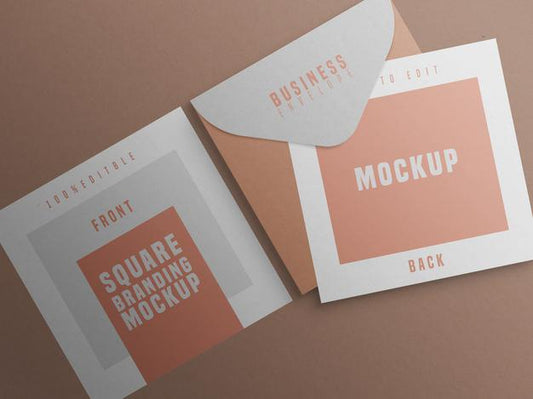 Free Square Branding Mockup With Business Card And Envelop Psd