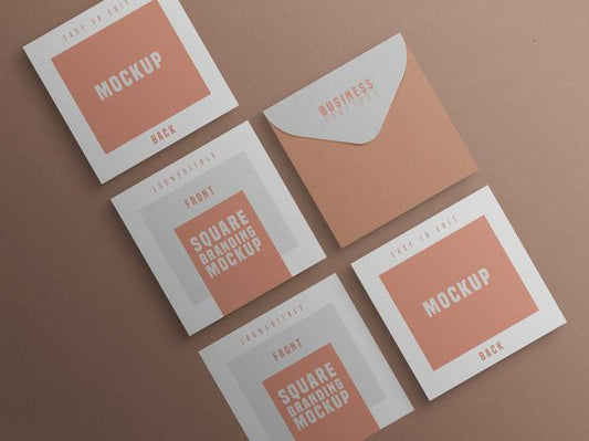 Free Square Branding Mockup With Business Card And Envelop Psd