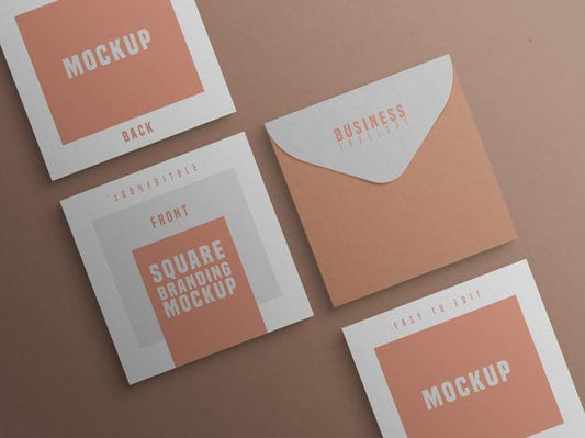 Free Square Branding Mockup With Business Card And Envelop Psd