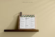 Free Square Food Menu On A Wooden Board Mockup On A Shelf Psd