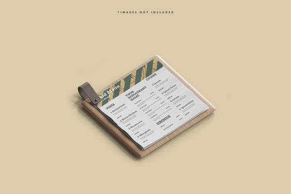 Free Square Food Menu On A Wooden Board Mockup Psd