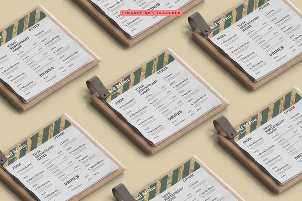 Free Square Food Menus On A Wooden Board Pattern Mockup Psd