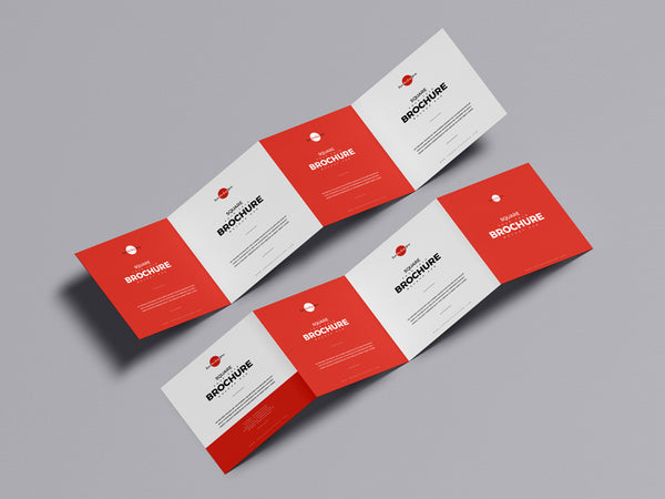 Free Square Four Fold Brochure Mockup