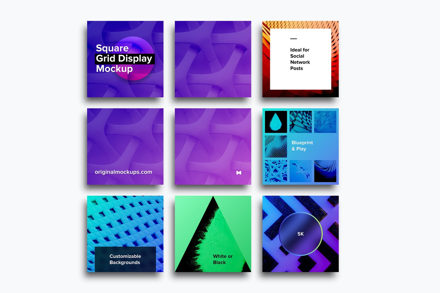 Free Square Grid Display Mockup – DreamBundles