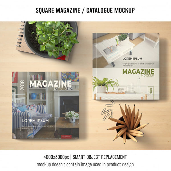 Free Square Magazine Or Catalogue Mockup Covers Psd