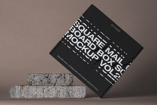 Free Square Psd Mail Cardboard Box Mockup 2