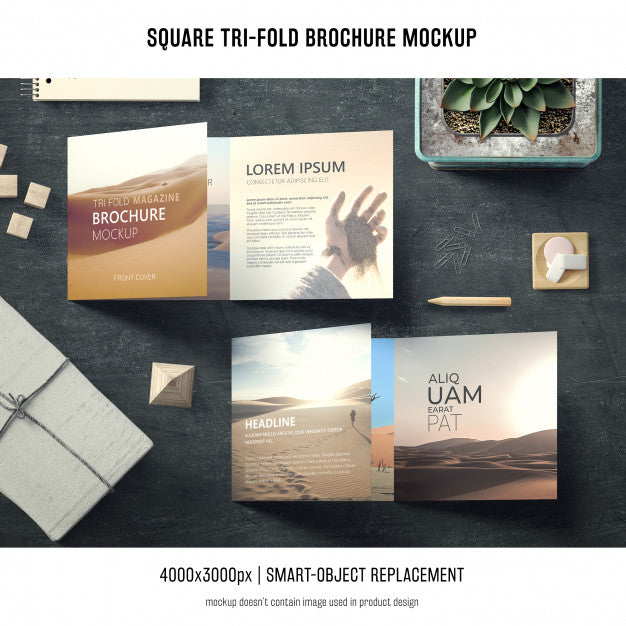 Free Square Tri-Fold Brochure Mockup Psd – DreamBundles