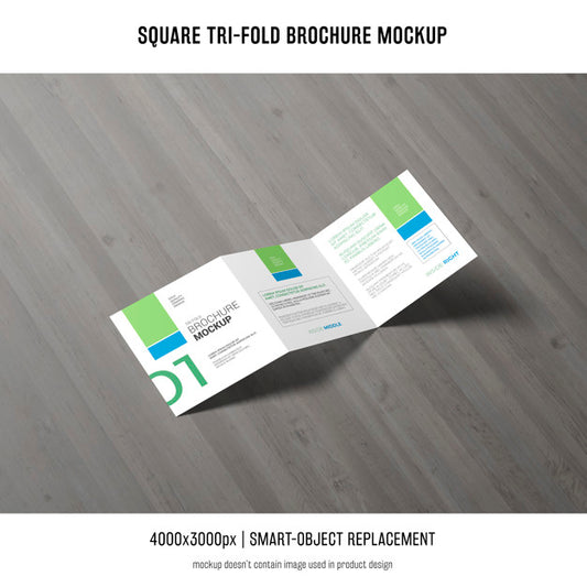 Free Square Tri-Fold Brochure Mockup Psd