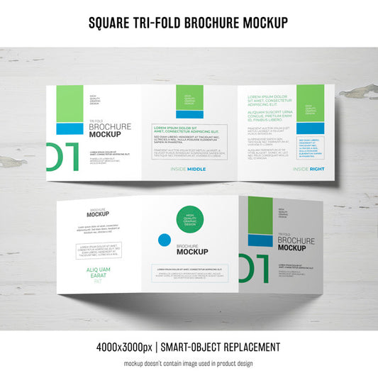 Free Square Tri-Fold Brochure Mockup Psd