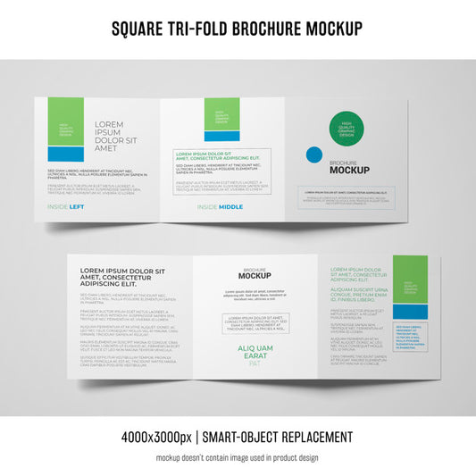 Free Square Tri-Fold Brochure Mockup Psd