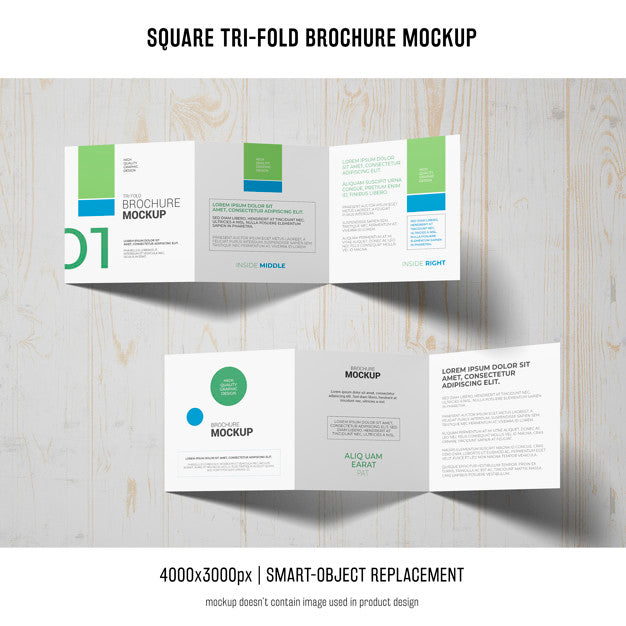 Free Square Tri-Fold Brochure Mockup Psd