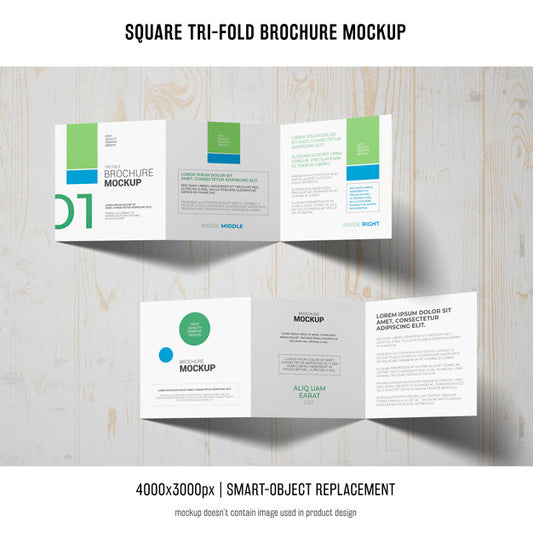 Free Square Tri-Fold Brochure Mockup Psd