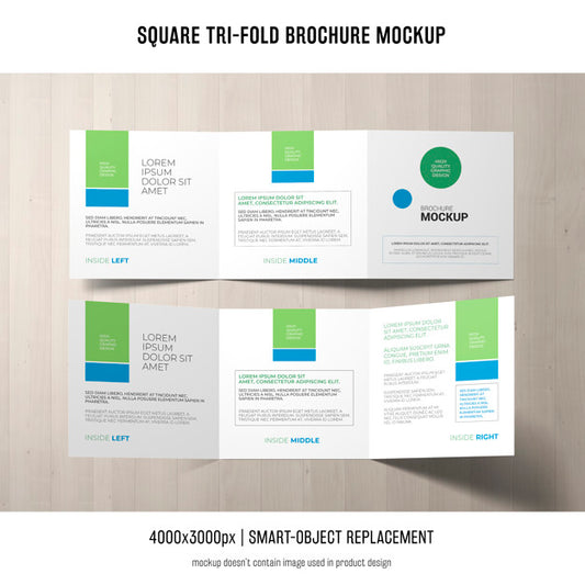 Free Square Tri-Fold Brochure Mockup Psd