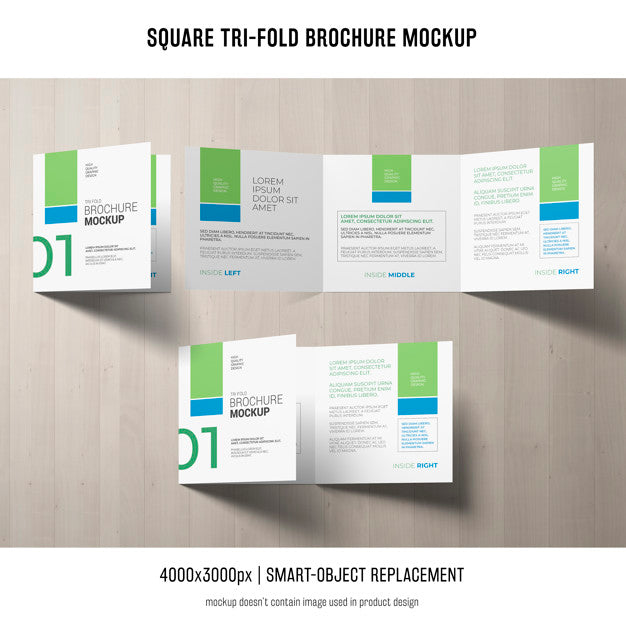 Free Square Tri-Fold Brochure Mockup Psd