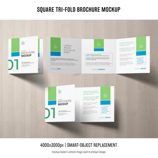 Free Square Tri-Fold Brochure Mockup Psd