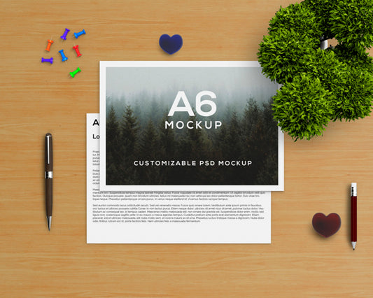 Free Stationery Concept With A6 Brochure Mockup Psd