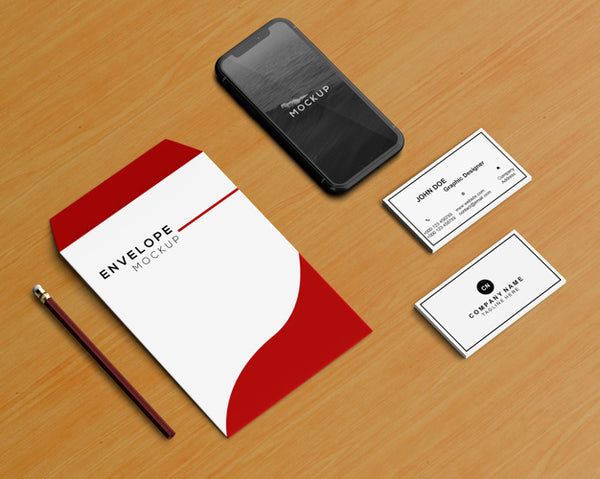 Free Stationery Concept With Envelope And Smartphone Mockup Psd