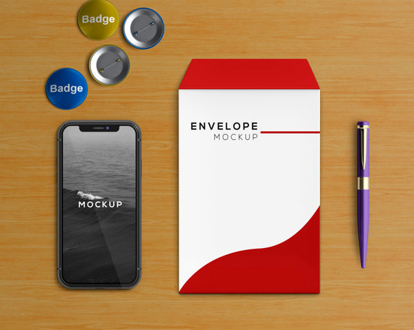 Free Stationery Concept With Envelope And Smartphone Mockup Psd