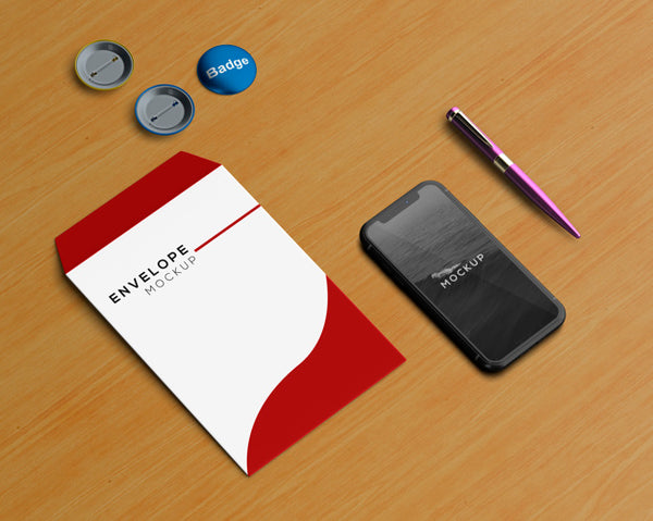 Free Stationery Concept With Envelope And Smartphone Mockup Psd