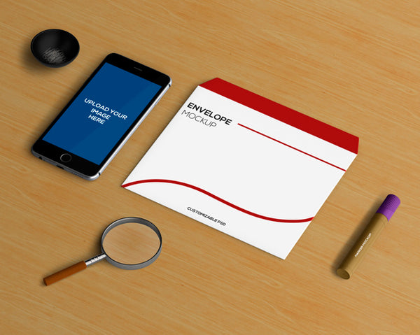 Free Stationery Concept With Envelope And Smartphone Mockup Psd