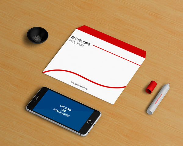 Free Stationery Concept With Envelope And Smartphone Mockup Psd