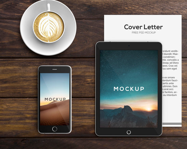 Free Stationery Concept With Tablet And Smartphone Mockup Psd