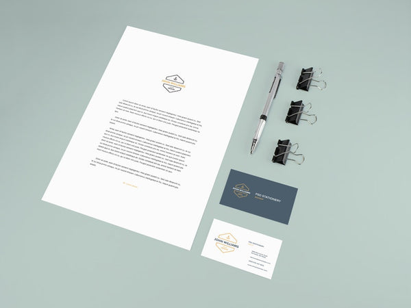 Free Stationery Mockup With Pencil And Clips