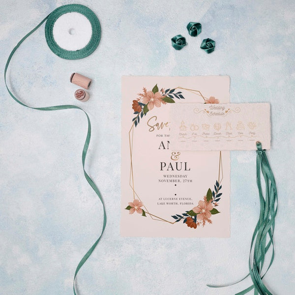 Free Stationery Wedding Invitation With Ribbon Psd