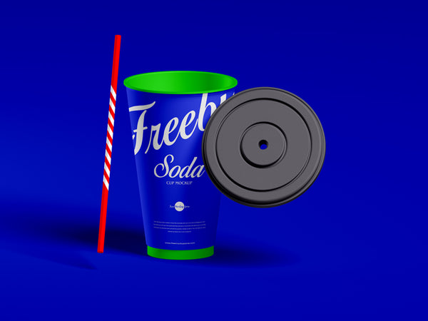 Free Straw Lid With Soda Cup Mockup