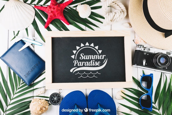 Free Summer Composition With Slate And Aloha Concept Psd