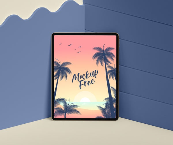 Free Summer Concept With Tablet In Corner Psd