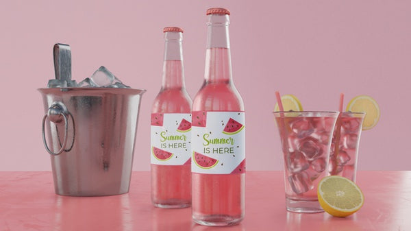 Free Summer Drinks On Table With Pink Background Psd